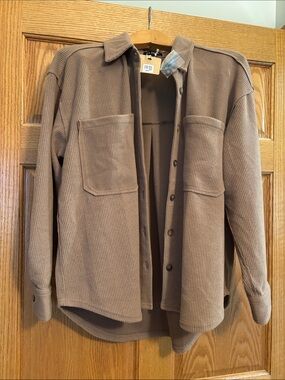 Lightweight Corduroy Shirt Jacket - Taupe
